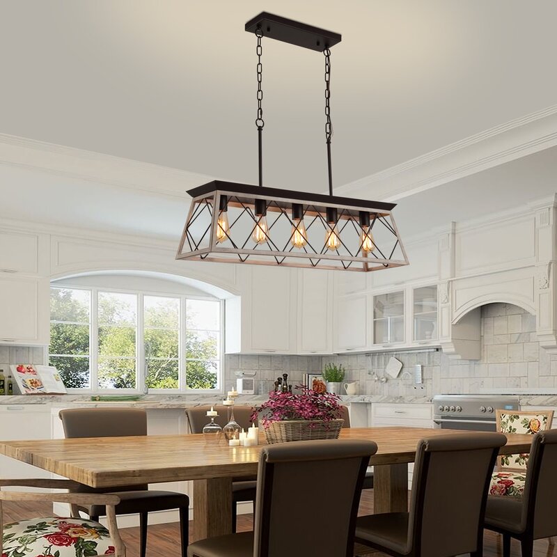 Gracie Oaks 5- Lights IndustrialChandelie For Dining Room Kitchen